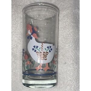 Vintage 1987 CHD Farm Country Floral Geese 5.5" 10oz. Tumblers USA. Set of 4.